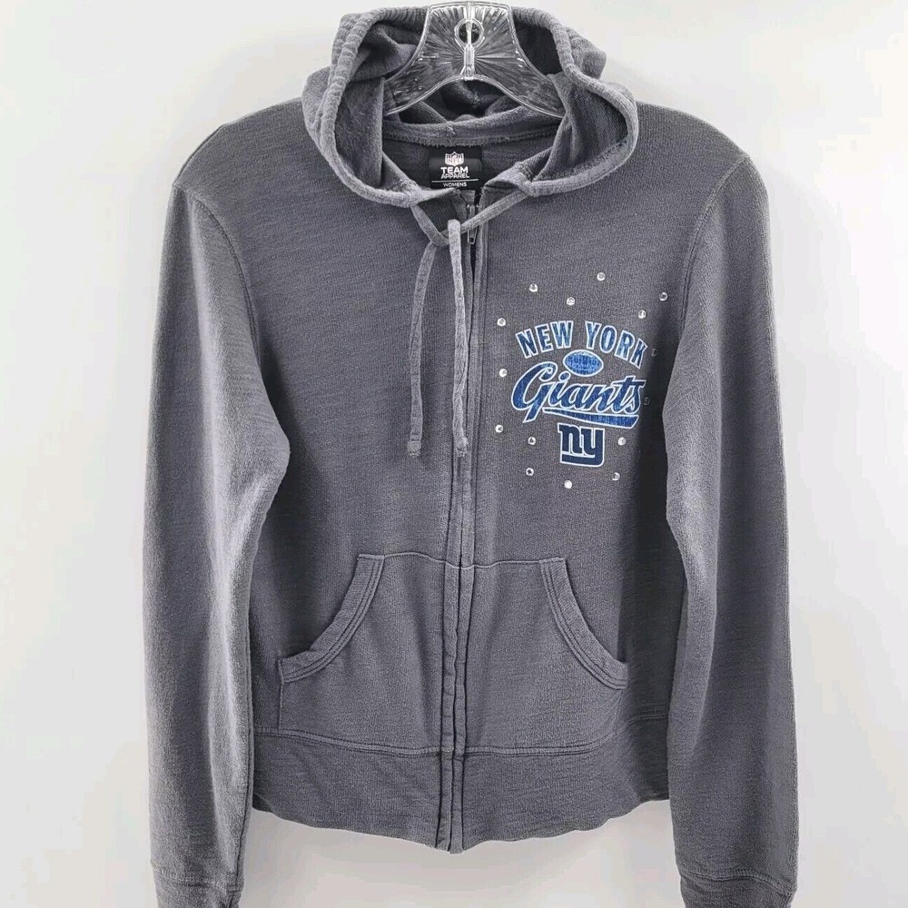 NFL New York Giants Full Zip Hoodie Rhinestone Accents Gray Womens S - Picture 2 of 7